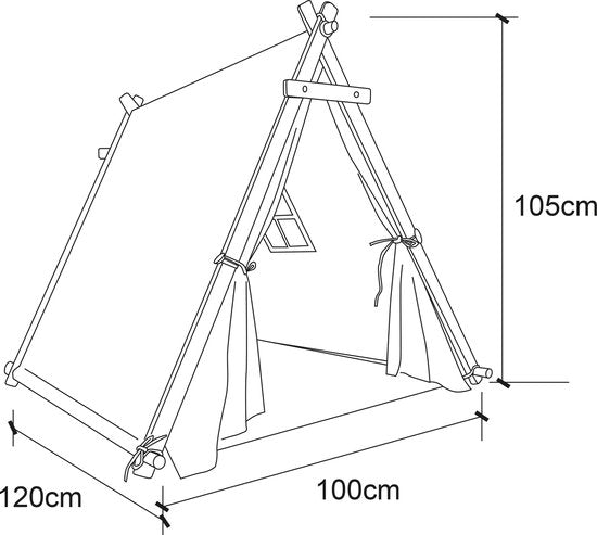 Sunny Sienna Spielzelt mit Fahnen und Bodenmatte Creme - Wigwam Tipi-Zelt für Kinder mit Pendel & Aufbewahrungstasche - FSC Holzstangen - 120x100x105cm