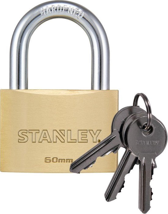 Stanley Vorhängeschloss - 60 MM - 2 Schlüssel - Massivmessing