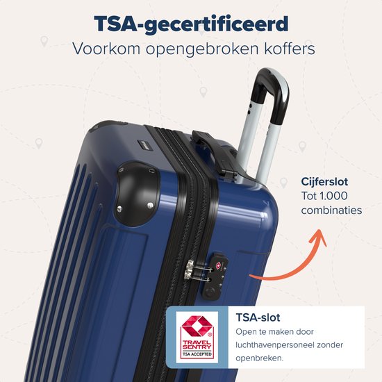 TRVLMORE Handgepäck Koffer - 45L - TSA Zahlenschloss - Leichtgewicht - erweiterbar - Trolley - 54x36x22cm - Dunkelblau