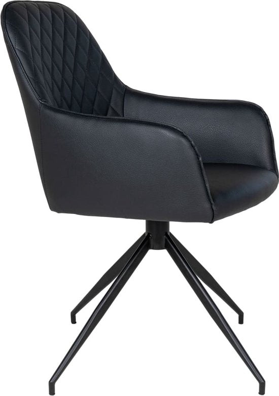 House Nordic Harbo Esszimmerstuhl Vegan Leder Schwarz - Set von 2