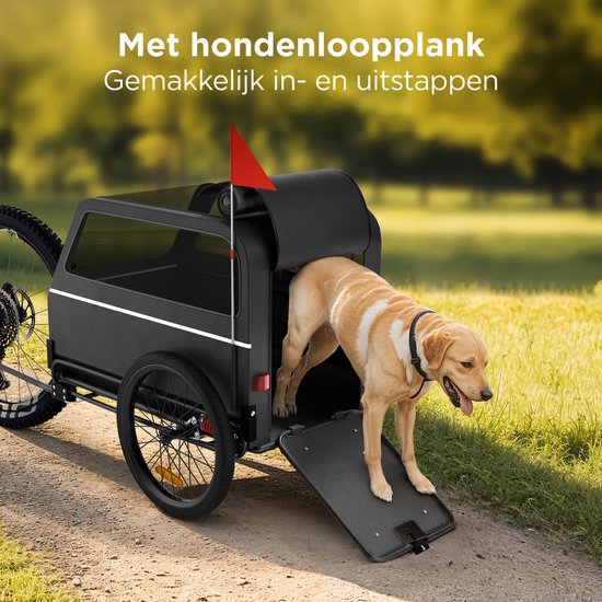 TrevoPet® Dog Bike Trailer XL - Klappbarer Fahrradanhänger Hund - Hundeanhänger mit Rampe, Federungssystem & wetterfest - Geeignet für E-Bikes - 45 kg - Schwarz