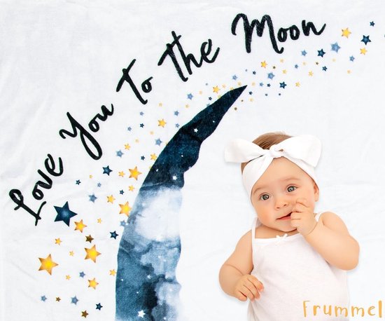 Frummel Milestone blanket 'Moon' - Milestone blanket - Milestone baby - Baby Gift Boy - Baby Gift Girl - Baby Shower Gift - Baby Gift - Milestone blanket in Dutch - Muttertagsgeschenk - 100 x 150 cm