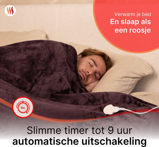 Seranova Electric Blanket XXL - 180x160 cm - 2 Personen Decke - Wärmedecke - Doppelseitig - Fleece Sherpa - Kastanienbraun