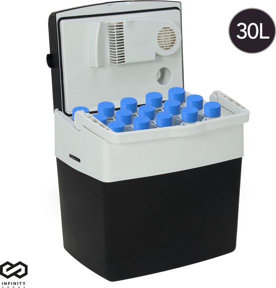 Infinity Goods Elektrische Kühlbox - 30L - Kühlbox - 12V und 230V - Kühlbox - Kühlen und Heizen - Schwarz