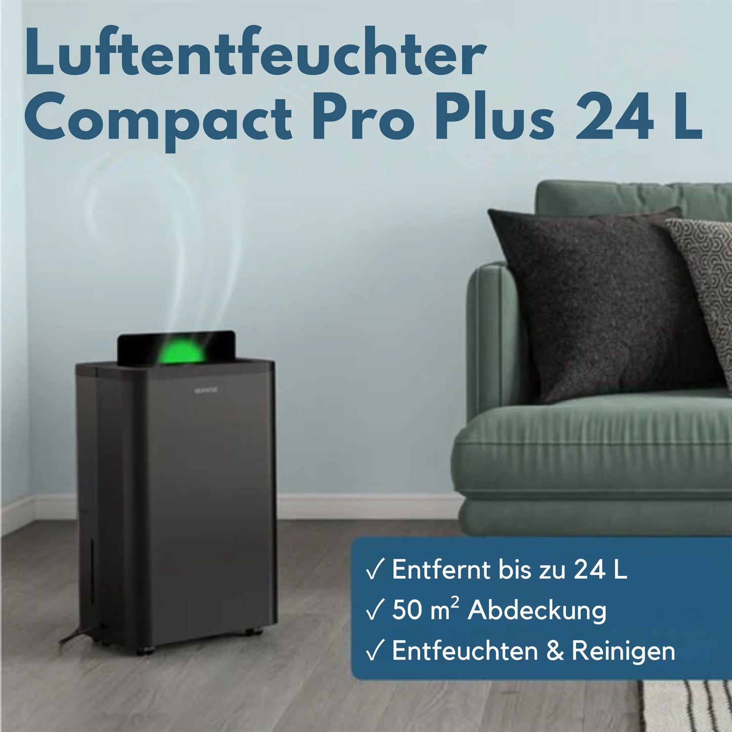 Auronic Luftentfeuchter - Compact Pro Plus - 24L - Schlafzimmer, Badezimmer, Wohnzimmer und Büro - Luftbefeuchter für Innenräume - Schwarz