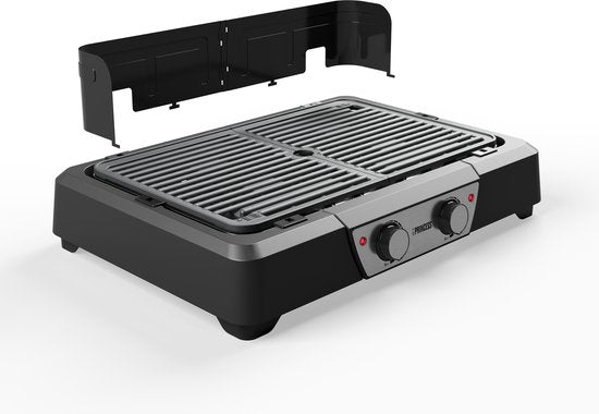 Princess BBQ Tischgrill 112254 - Schwarz - Einstellbarer Thermostat - Tisch-BBQ - Grillgerät - Große Backfläche - 2000W