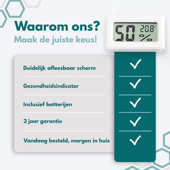Ease Electronicz Hygrometer - Wetterstation - Luftfeuchtigkeitsmesser - Thermometer für Innenräume - inkl. Batterien