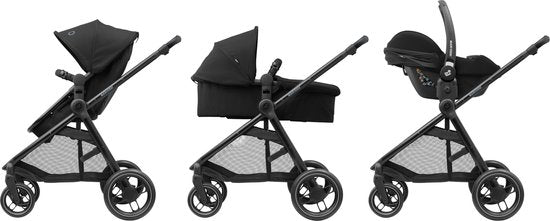 Maxi-Cosi Zelia³ Kinderwagen - Essential Black (schwarzer Rahmen + schwarzes Leder)