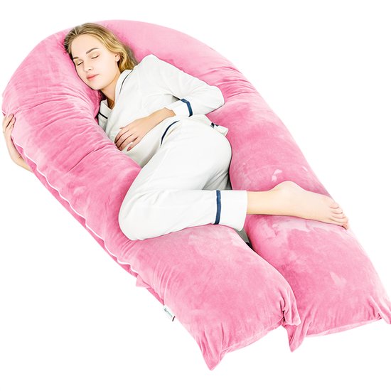 Avalo Schwangerschaftskissen XXL 280 cm - U-Shape Seitenschläferkissen - Ergonomisches Körperkissen - Stillkissen & Körperkissen für Schwangere - Pink