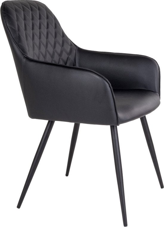 House Nordic Harbo Esszimmerstuhl Vegan Leder Schwarz - Set von 2