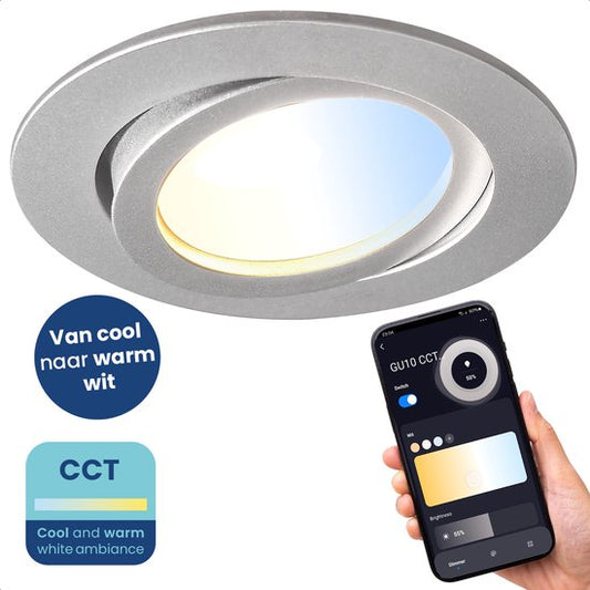 Gologi Smart Einbaustrahler - Smart LED Downlight Dimmbar - Neigbar - Warmweißes Licht - Gu10 LED Lampe - Weiß