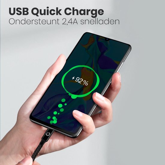 Auronic USB-C Kabel - 2M - 2.4A - USB C zu USB-A - Geflochtenes Nylon - Schwarz