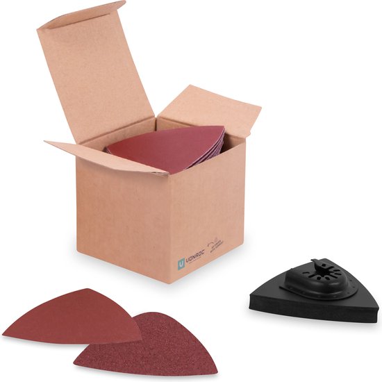 VONROC Schleifpapier & Delta-Schleifpad-Set - 80/82mm - 50 Blatt mit Körnung 60, 80, 100, 120 und 140 - Universal
