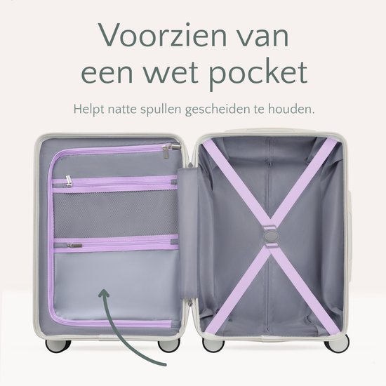 Skycases City Walker - Handgepäck Koffer - 34L - leicht & stark - 360° Spinner Räder - TSA Schloss - Inklusive Schutzhülle - Kompakt & geräumig - Lila