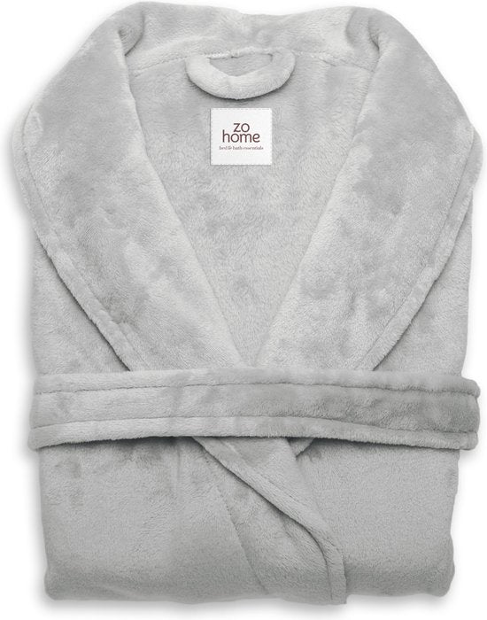 Zohome Bademantel Cara - Bademantel für Damen und Herren - L - Morgenmantel - Geeignet für die Sauna - Grau