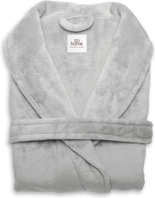 Zohome Bademantel Cara - Bademantel für Damen und Herren - L - Morgenmantel - Geeignet für die Sauna - Grau