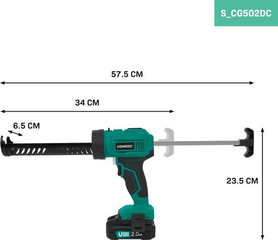 VONROC Akku-Sprühgerät 20V - Schubkraft 1,18kN/120kg - Anti-Tropf-System - variable Geschwindigkeitsregelung - geeignet für alle gängigen Kit-Patronen - Inkl. 2.0Ah Akku und Schnellladegerät