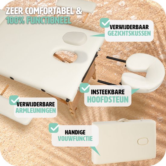 2-Zonen-Massagetisch beige - 5cm + Tragetasche - 401462