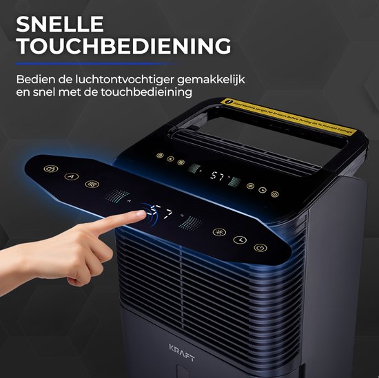 KRAFT Luftentfeuchter - 16L pro Tag - Wash-Dry Funktion - Luftentfeuchter für Schlafzimmer, Bad, Wohnzimmer - Luftentfeuchter - Anthrazit