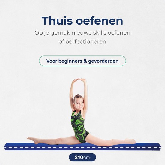 ProSkill Gymnastikbalken - 210cm - Schwebebalken - Für Zuhause - Zusammenklappbar - Gymnastik