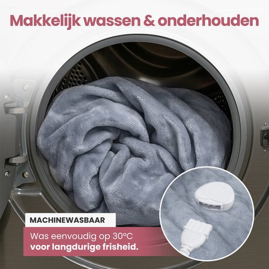 STAUS&BACH Heizdecke XXL - 2 Personen Oberdecke - Doppelseitige Fleece Sherpa Wärmedecke - Grau Blau - 180x130 cm PowerNap