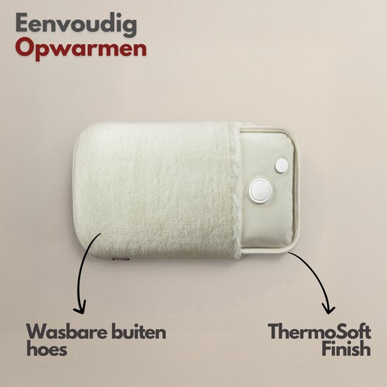 Coozie Elektrische Kanne - 1L - mit ThermoSoft Hülle aus Plüsch - Wärmende weiche Heißwasserkanne - Heißwasserkanne - Beige