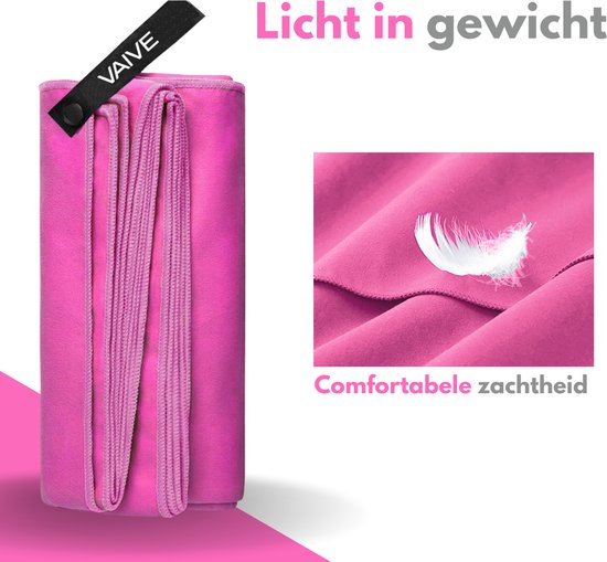 VAIVE Handtuch aus Mikrofaser - Strandtuch 100x200 - Badetuch - Reisehandtuch Schnell trocknend - Pink