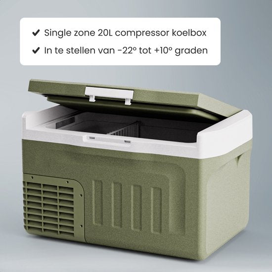 Auronic Electric Cool Box - Kompressor - 21L - 12V und 240 Volt - Campingkühlschrank - Frigobox Auto - Grün