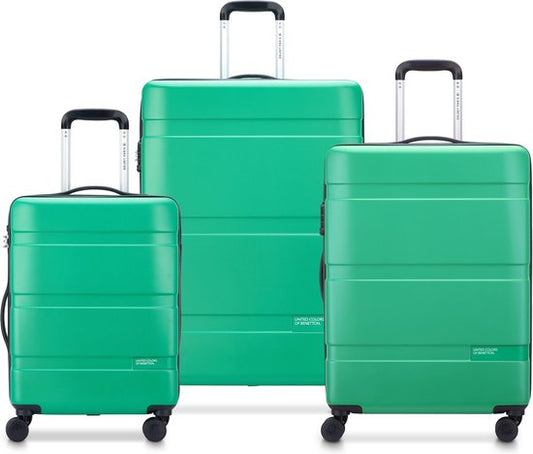 Delsey Paris x United Colors Of Benetton - Now Kofferset - 3 Stück - Handgepäck 34L + aufgegebenes Gepäck 65L und 93L - Grün