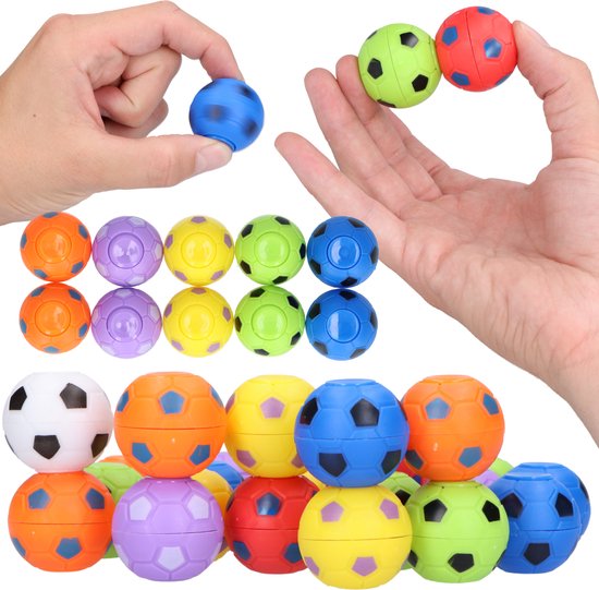 Partizzle 32x Mini Football Fidget Spinners Paket - Geschenke zum Verschenken - Grabbelton Toys Treat Gifts - Für Kinder & Kleinkinder