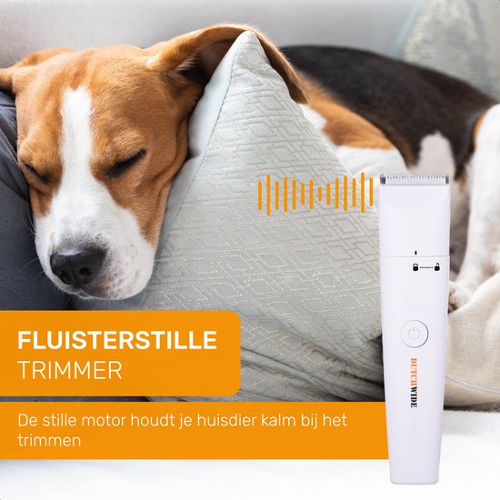 Dutchwide - Schermaschine für Hunde und Katzen - Für dickes Fell - Leise - Kabellos - Trimmer - weiß