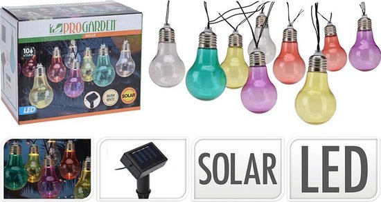 Outdoor Partybeleuchtung Solar mit 10 farbigen Lichtern 2 Meter Lichterkette - Outdoor Beleuchtung Solar LED Lichter