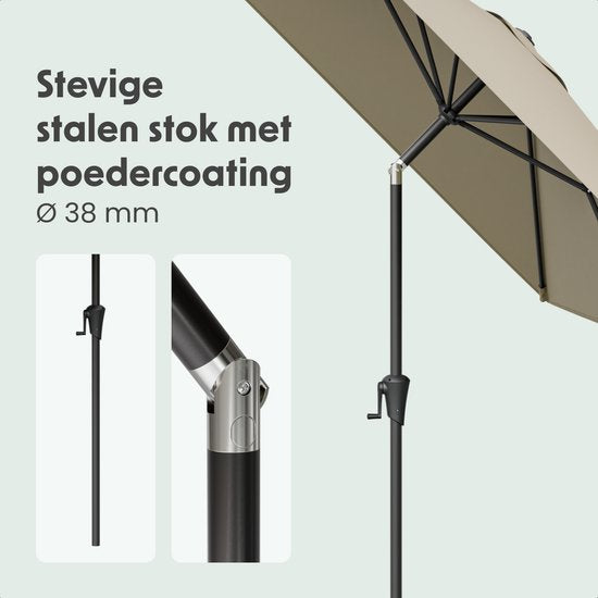 LifeGoods Sonnenschirm - Garten - 200x300cm - 30° neigbar - Wasserdicht - UPF50+ - Taupe