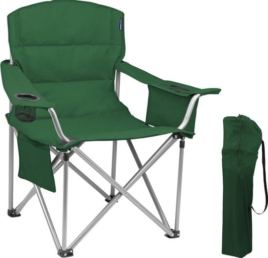 TRVLMORE Campingstuhl XL - faltbar - 150KG Tragkraft - Inkl. Tragetasche - Klappstuhl - Angelstuhl - Campingstuhl - Klappstuhl - Grün