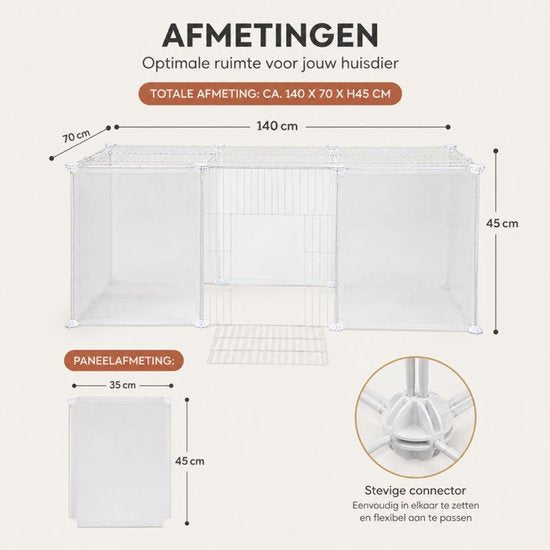 Ceruzo Tierauslauf 12 Paneele - modular - mit Tür - für Kleintiere