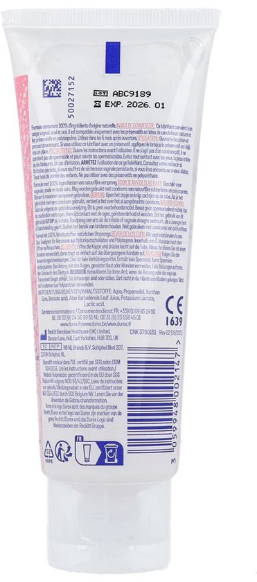 Durex Gleitgel Natural – Extra Sensitive – 100 % natürlich – 100 ml