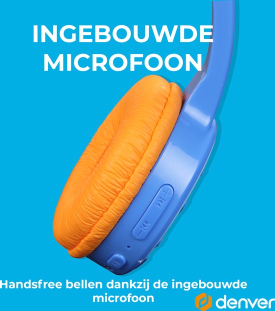 Denver Kopfhörer Kinder - Bluetooth - Drahtlos - bis zu 85db - Kinderkopfhörer - integriertes Mikrofon - BTH107BU