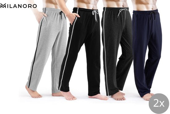 Milanoro - 2er-Set sportliche, bequeme Jogginghosen für Herren - Schwarz/Grau - XL