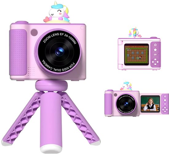 K&L Digitale Kinderkamera Kinder 32GB - Kinder Vlog Kamera - Kinderkameras Digital - Fotokamera Kinder - Kinderkamera