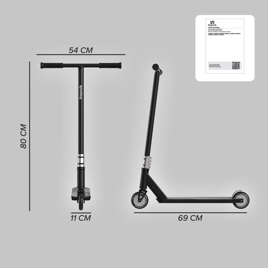 LifeGoods Stuntstep Pro X - T-Bar - HIC - Jungen/Mädchen - 110mm - 100KG - Schwarz