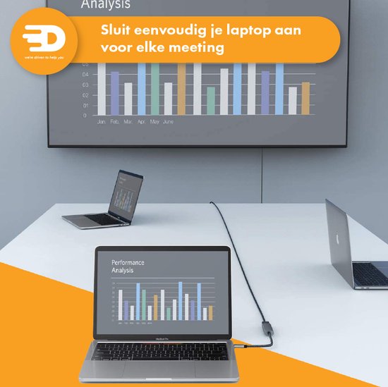 Drivv. USB C zu HDMI Adapter - Unterstützt 4K 60Hz - Thunderbolt 3 - Nylon - Grau