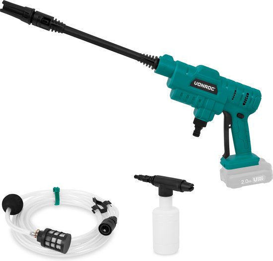 VONROC Accu Druckreiniger 20V - 24bar - 198 l/h - Inkl. 5m Saugschlauch, Reinigungsmittelflasche und verstellbarer Düse - Ohne Akku & Ladegerät