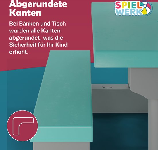 Spielwerk Kinder-Garten-Set - Inkl. Sonnenschirm UV-Schutz - Mintgrau