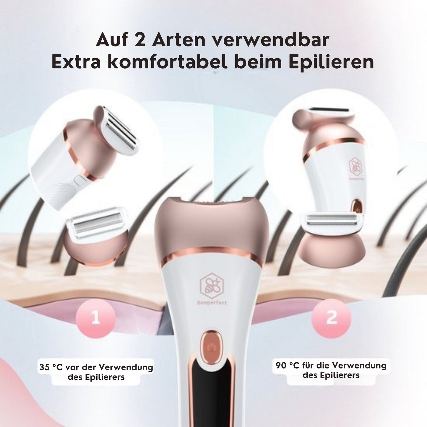 Beeperfect 7 in 1 Epilierer für Frauen - Bikini-Trimmer - Wiederaufladbar - Wasserdicht - 7 Aufsätze - Weiß/Rosa