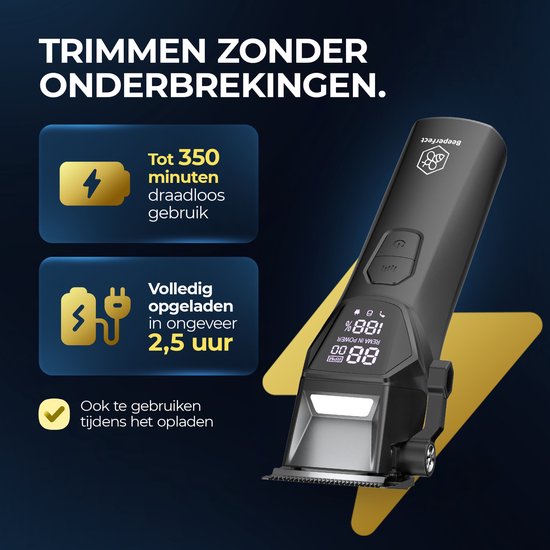 Professionelle kabellose Haarschneidemaschine - Beeperfect® - Haarschneider Herrenkopfhaar - Haartrimmer - Friseur Haar Maschine - Haarschneider - Trimmer Bart - Trimmgerät - Barbier Haarschneider - Barbier Trimmer - 0.5-19MM