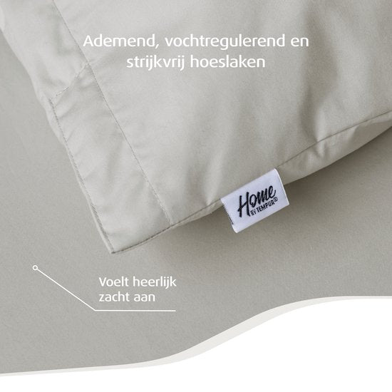 Home by TEMPUR® Topper Spannbetttuch - Natur - 90 x 200 x 9 cm - Ägyptische Baumwolle - Bügelfreies Spannbetttuch - Trocknergeeignet