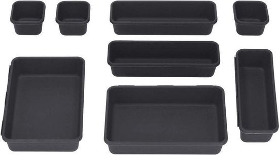 Springos Schubladenorganisator | Aufbewahrungsfächer | Schubladenteiler | für Küche und Schreibtisch | Bad | Schubladenfächer | Make Up Organizer | 8 Stück | Anthrazit