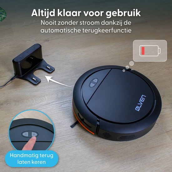 Ølven Staubsaugerroboter mit Wischfunktion - App - Ladestation - Geeignet für Haustiere - Wischroboter