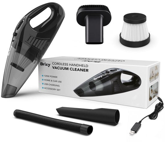 Brixy Dust buster Cordless - Handstaubsauger - Inklusive Aufsätze - Staubbuster - Grau