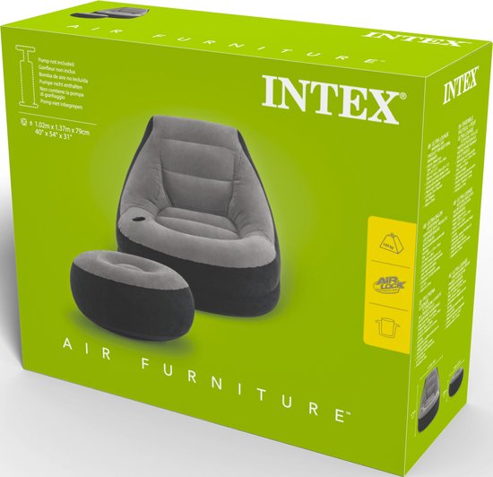 Intex - Aufblasbarer Stuhl - Ultra Lounge mit Fußhocker - 102cm x 137cm x 79 cm